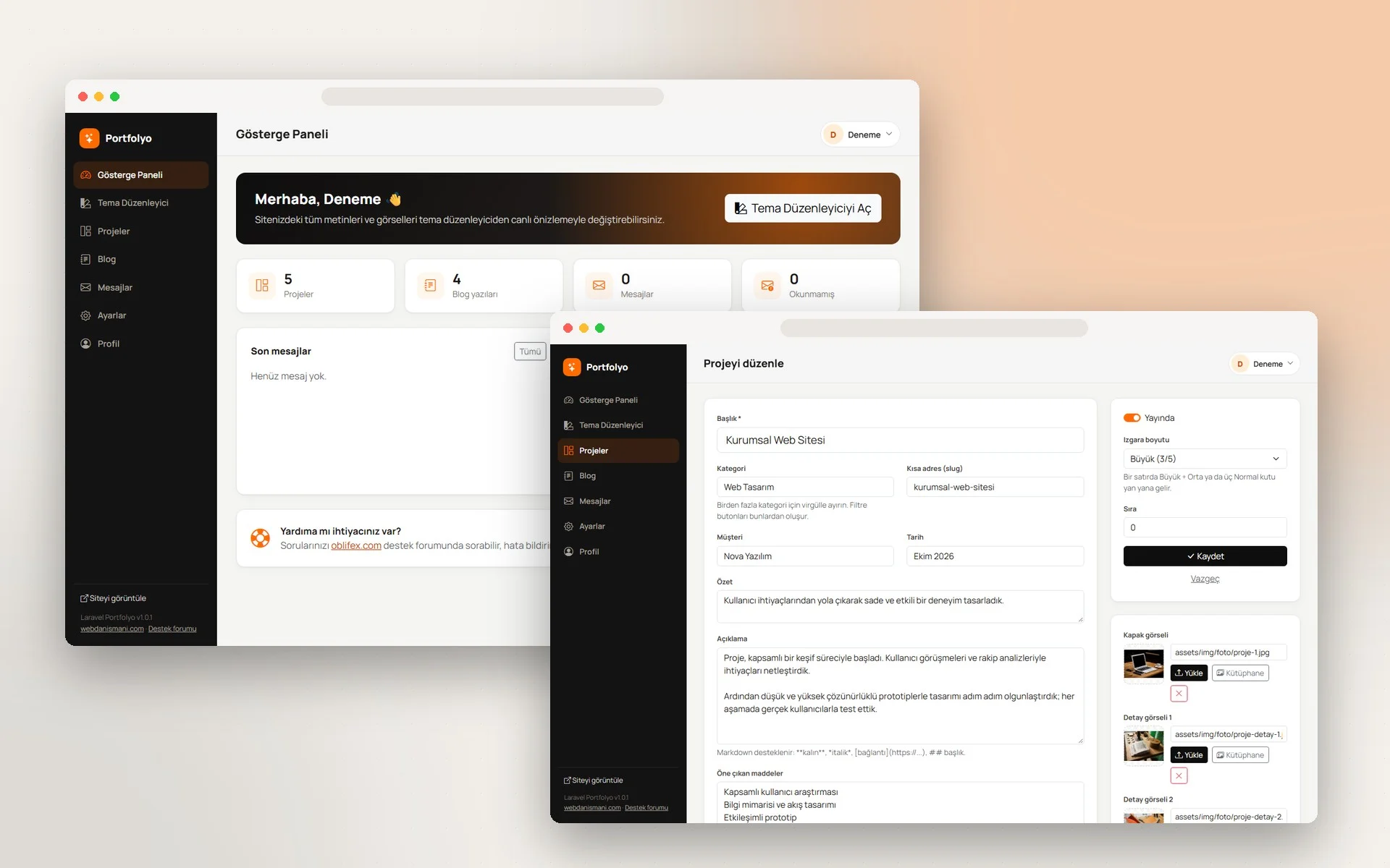 Ücretsiz Portfolyo Yazılımı ( Laravel )